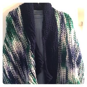 Shawl/scarf/cowl, navy blue/green/white/purple